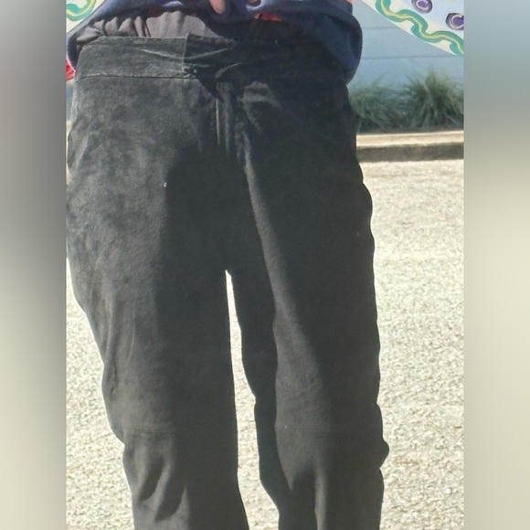 Siena Studio Classic Black Suede Leather Straight Leg Pants - Picture 6 of 10